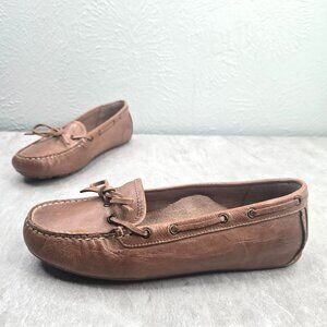 Abeo Driving Loafers Leather Brown Preppy Slip On Moccasin Dress Shoes Size 7